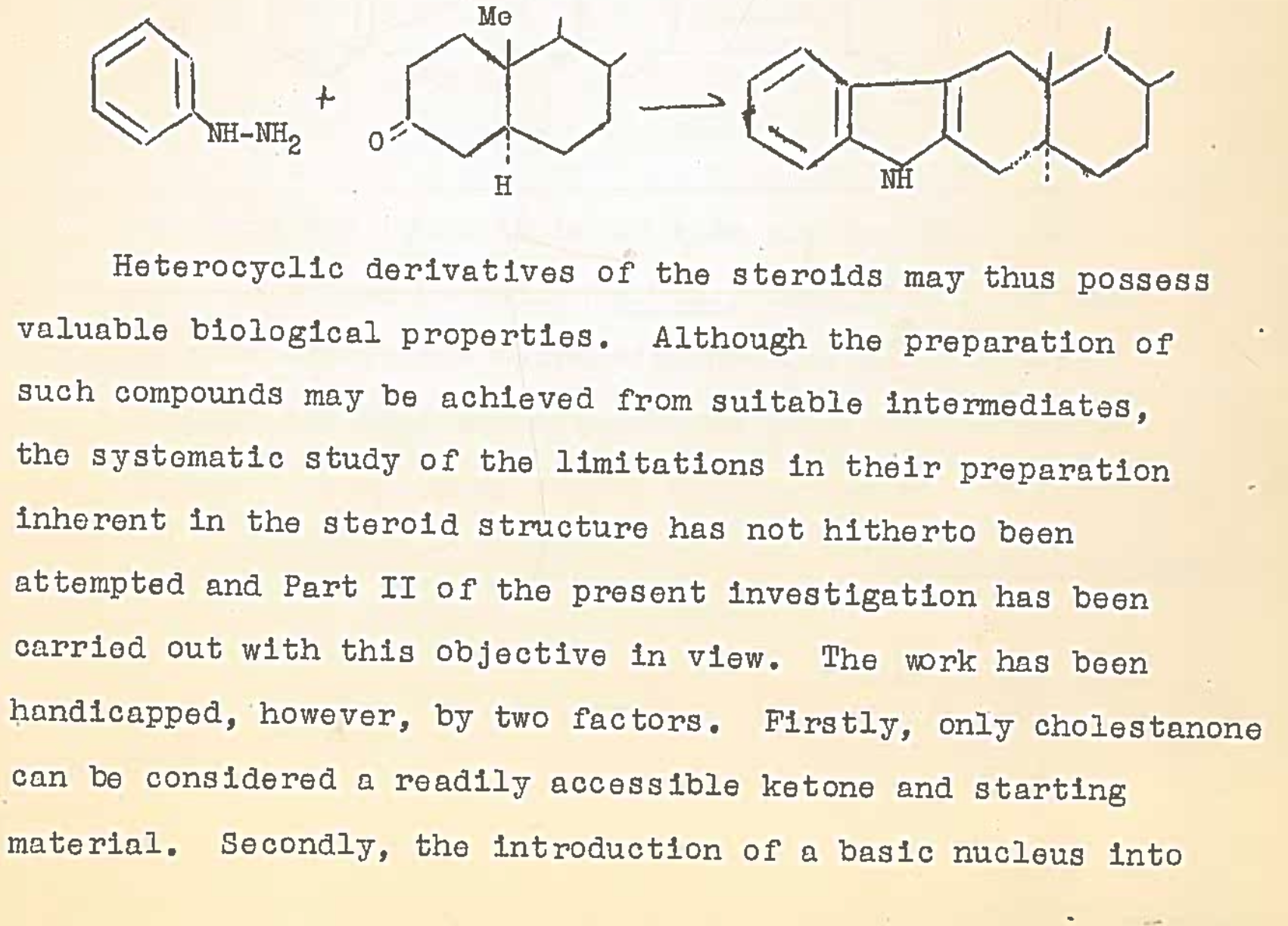 Doctoral thesis 1950: Antaki's statement proposing a systematic investigation of heterocyclic steroid derivatives and their possible biological properties