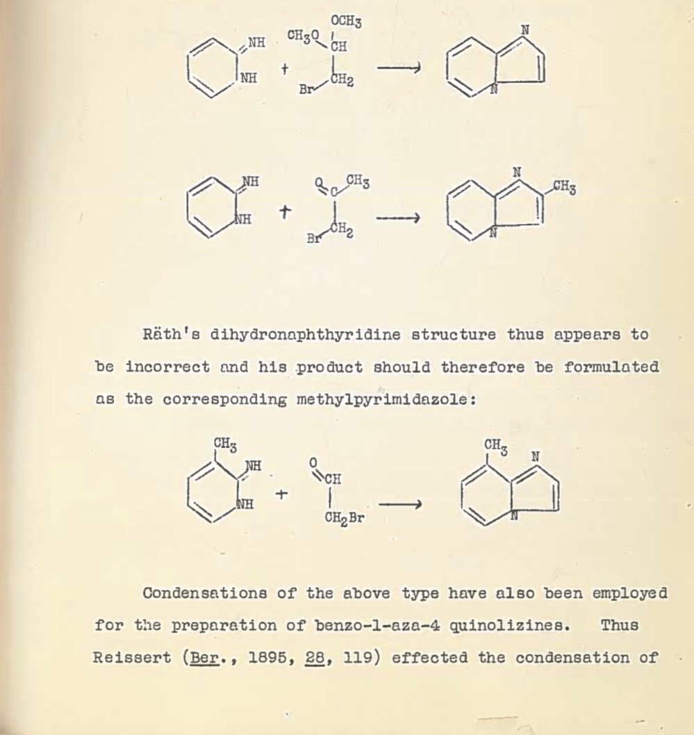 Doctoral thesis, 1950, page 15: Antaki's reassessment of Räth's 1925 naphthyridine structure